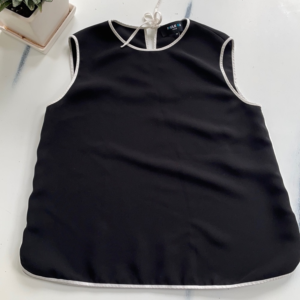 Paule Ka Paris Crepe Contrast Piping Top